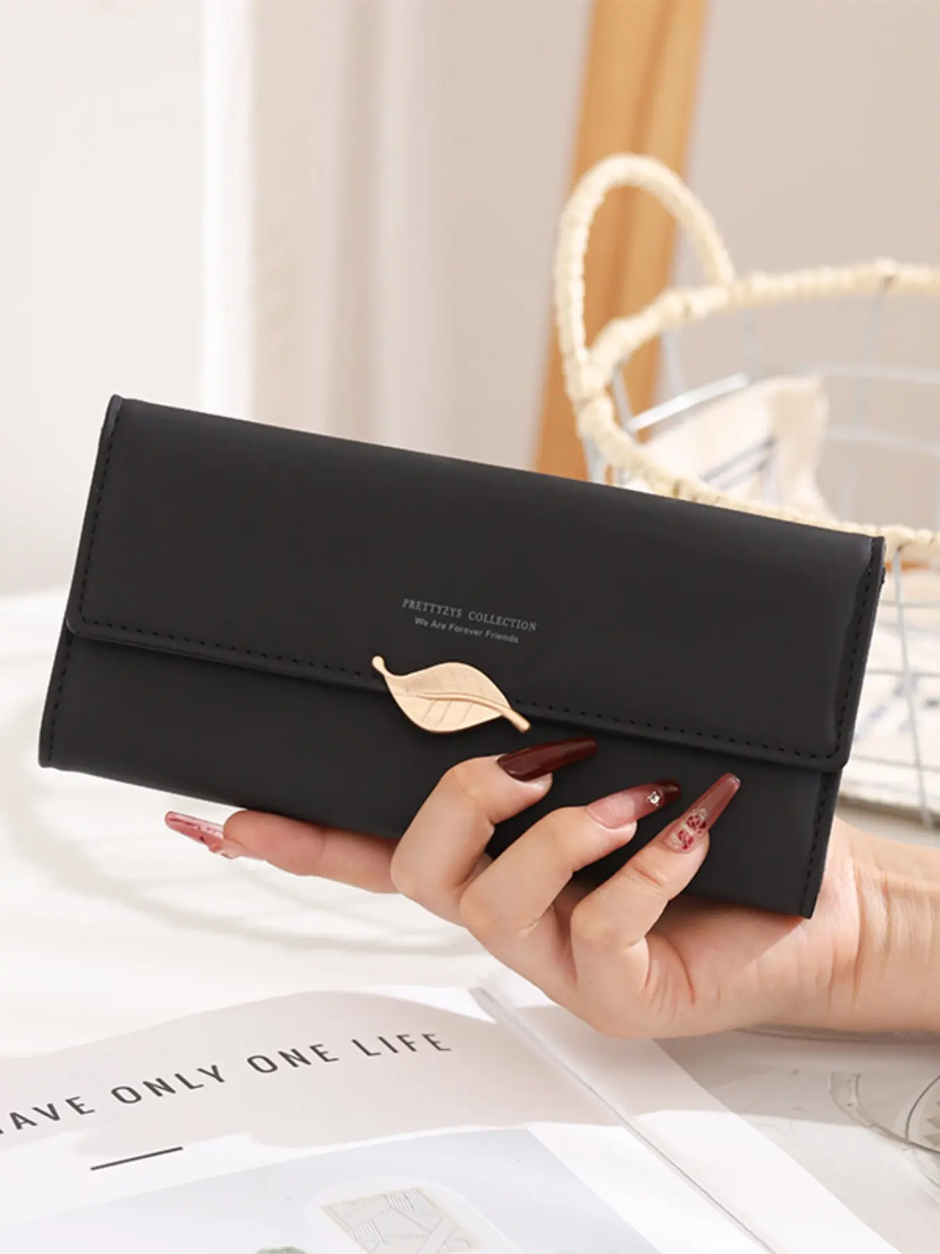 2026 New Women's Long Wallet, Exquisite Wallet, Stylish Wallet, Casual Trendy Wallet, PU Leather High-Quality Plain Handbag, Multi-Card Slot Foldable Phone Holder, Large Capacity ID Card Bag, Gift Idea