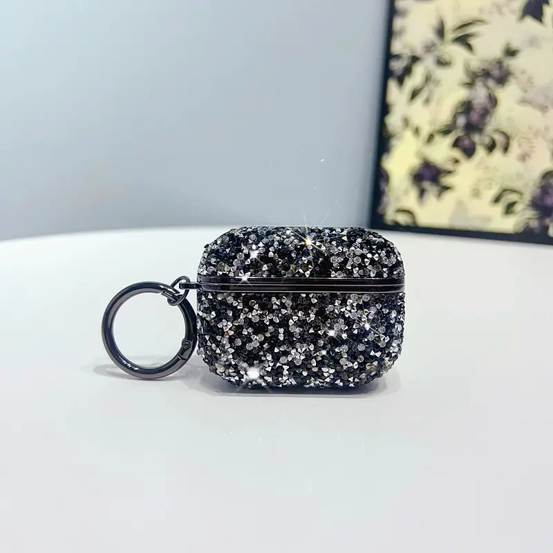 Stylish Color Diamond Glitter Headphone Case for Apple for Airpods Pro 4 3 2 1 Bling Sparkle Headphone Drop Case with Keychain
