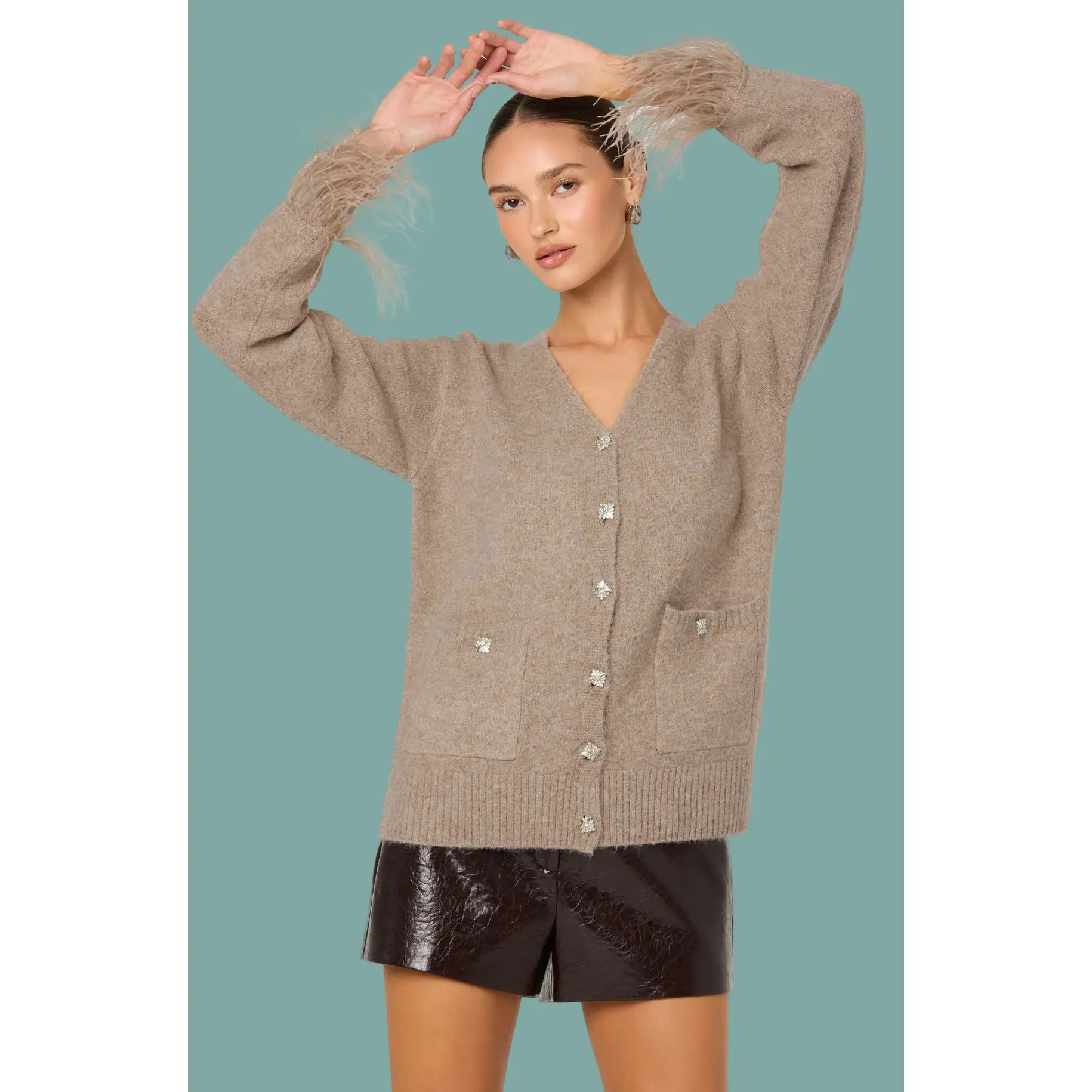 Grie Embellished Feather Cardigan