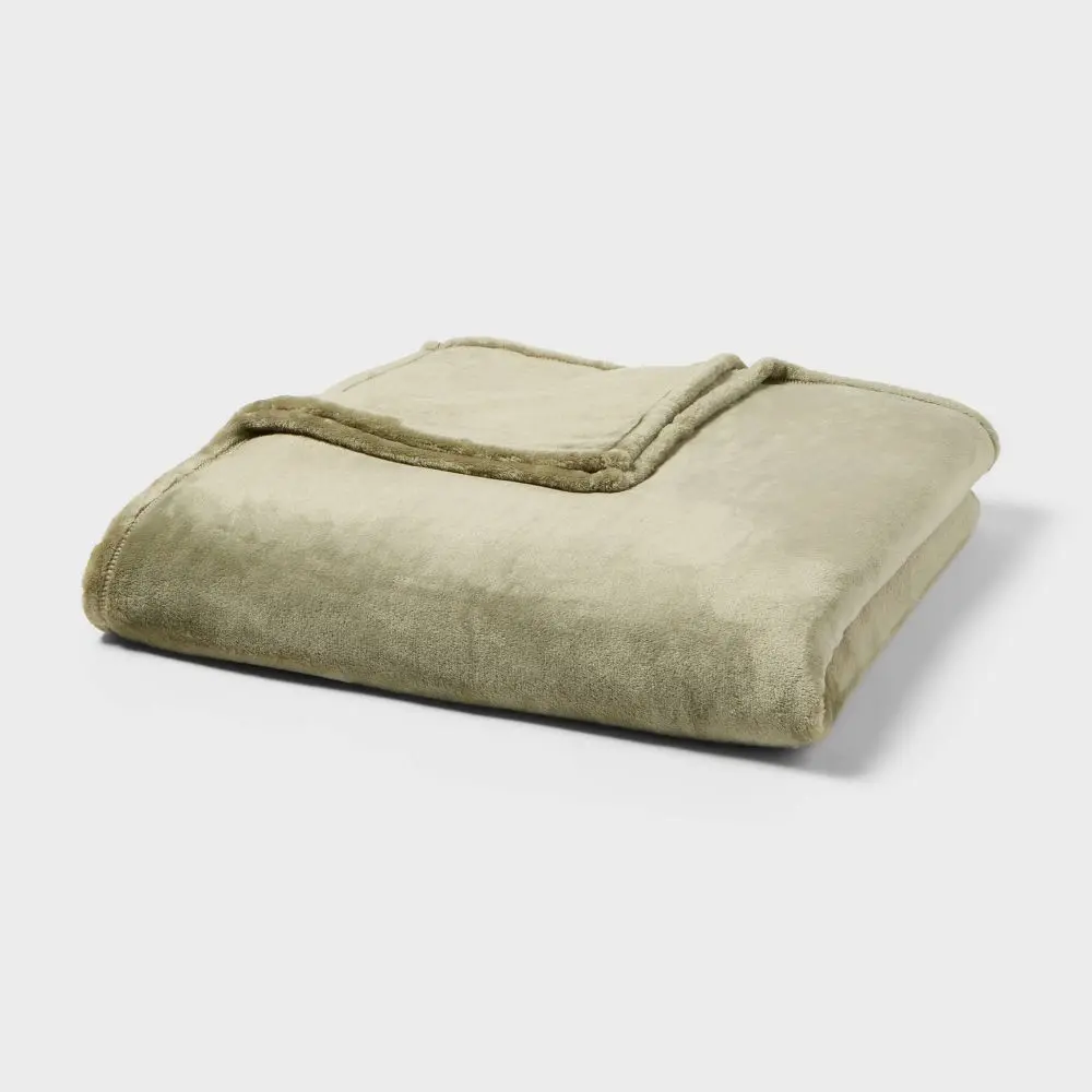 Microplush Bed Blanket Sage Green - Threshold