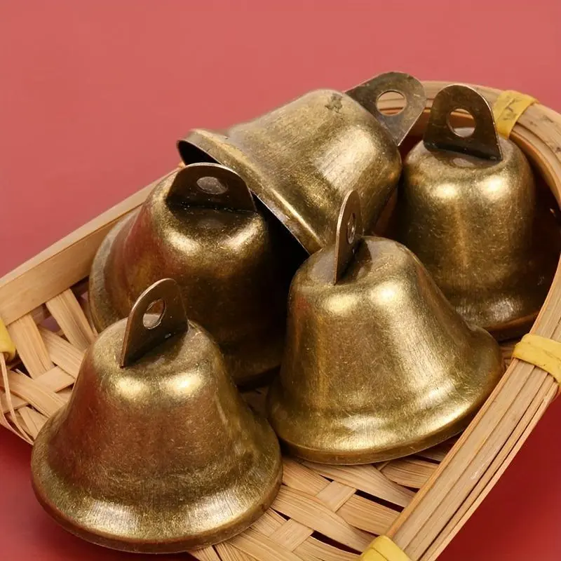 Vintage Bell, 5 Counts/set Metal Bell Ornament, Retro Bell Decoration, Round Bell, Sound Loud and Crisp Bell, Party Decoration Supplies