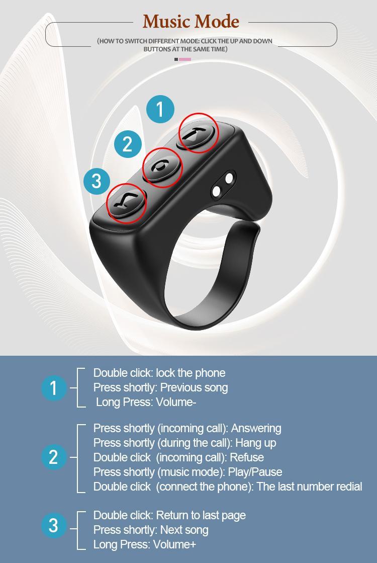 Xring Scrolling Ring Bluetooth Remote Control with Phone Holder,Bluetooth Phone Remote for Camera Selfie, Video Record, Music Control, Smart Ring for Iphone, Ipad, Android, Pink Smartphone Accessories