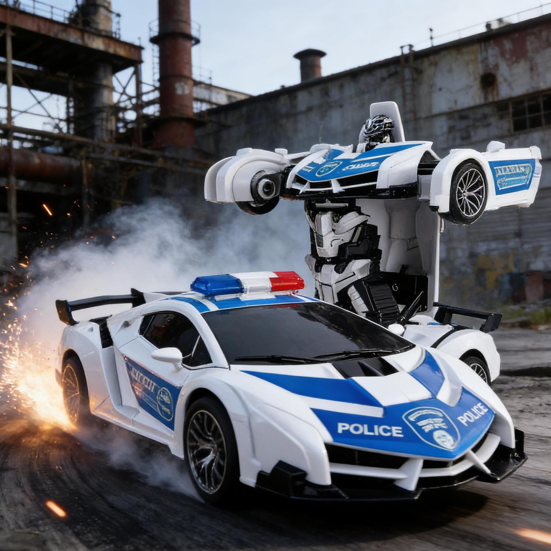 Transforming Remote Control Police Car Robot - 2 Modes RC Toy with Smooth Deformation，Action-Packed Toy for Endless Adventure