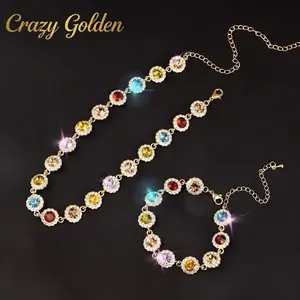 Stylish & Unique Colorful Zircon Bracelet & Necklace Set — The Perfect Holiday Gift — Premium Women's Jewelry Set