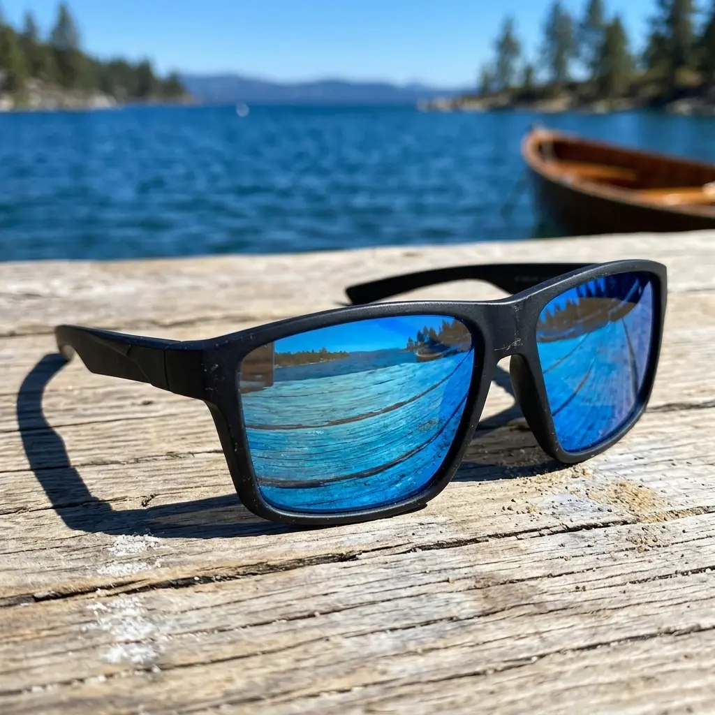 Men's Durable Flexible Matte Polarized Blue Lens Fashion Sports Eyewear - Lightweight Sport Shades, Sun-Protective Outdoor Sunglasses for Daily, Biking, Hiking Use, Outdoor Sport Sunglasses