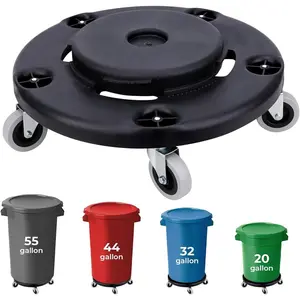 Commercial Products Trash Can  with 5 Wheels - Adjustable 20, 32, 44 and 55 Gallons Brute Containers - 441lbs Load Capacity Heavy Duty Wheels for Barrel  - 18 Inches