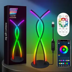 Rgbic+w Creative H Bedroom Bedside Lamp, Nordic Minimalist Style, USB LED Dual Color Desk Light, Adjustable Brightness, Remote & APP Control