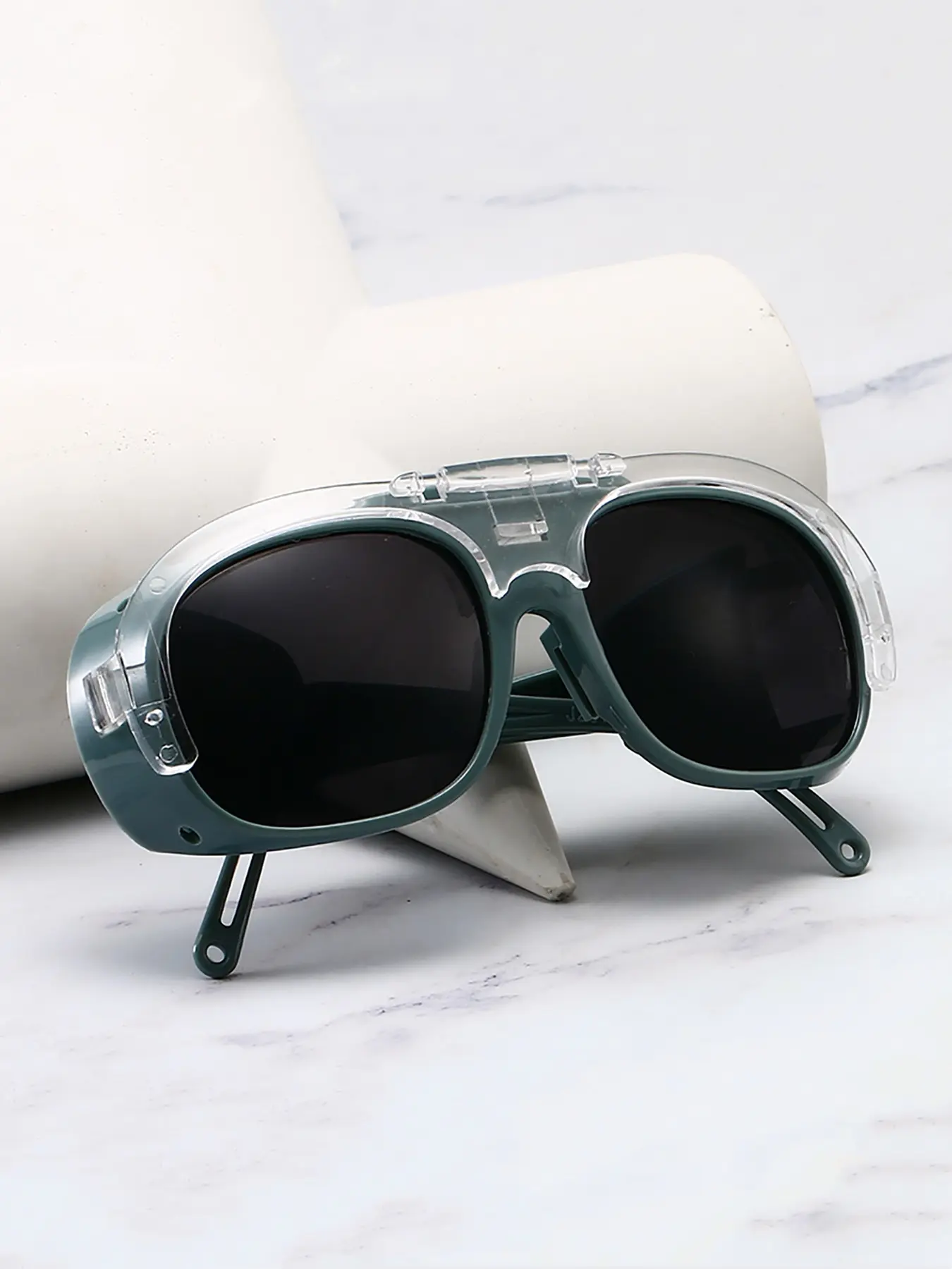 【1pay】Safety Glasses with Large Frame and Thick Edges, Frame with, Lenses, Casual Style, All Seasons Use, Goggles