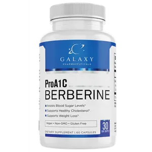 Galaxy Pharmaceuticals ProA1C Berberine Supplement for General Health & Wellness 60 Vegan Non-GMO Gluten Free Capsules Supports Blood Sugar Levels & Healthy Cholesterol