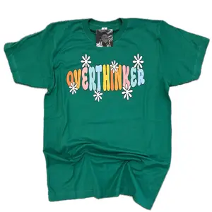 Overthinker Green T-Shirt- Comfortable cotton, lose fitted- short-sleeve- plus sized options graphic tees women cute shirts