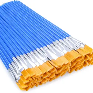 50 Pcs Flat Paint Brushes for Touch Up, Small Paint Brushes for Classroom Craft Brushes for Acrylic Watercolor Face Painting