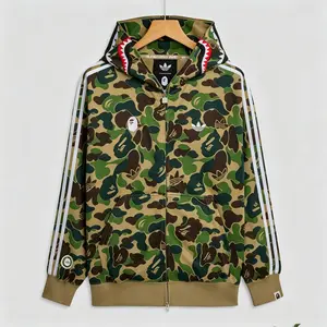 Women's Adidas x BAPE Shark Track Hoodie Jacket - 'Crew Green' Style, Product Code KF4916, Sports & Outdoor Women's Sports Hoodie