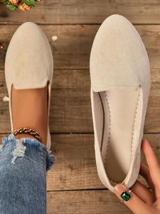 women's solid color pointed toe flat shoes, casual comfortable slip on shoes for daily wear, all-match commuter shoes for work & daily wear