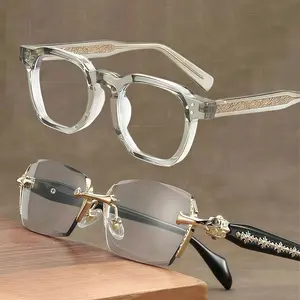 FashionEveglasses 2pcs Retro FullFrame Eyeglasses with Diamond CutEdge Anti Blue Light Rimless for Women Men Anti-fatigue Eyewear AntiUV Ray Computer Gaming GlassesBlueBlockers Metal Frame