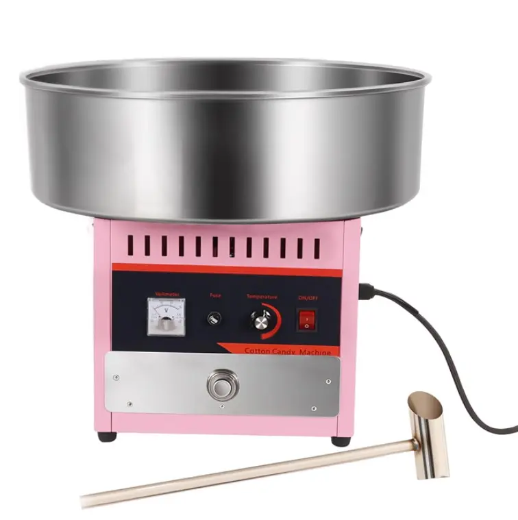 Commercial Cotton Candy Machine, Stainless Steel (Metal) Bowl 1000W, Sugar Scoop, Drawer, Pink Kitchen Fixture for Home, Kids Birthday Parties, Storefront Use