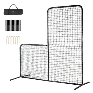 SummerWinsVEVOR L Screen Baseball for Batting Cage, 7x7 ft Baseball Softball Safety Screen, Body Protector Portable Batting Screen with Carry Bag Ground Stakes, Heavy Duty Pitching Net for Pitchers Protectiondealsforyoudays