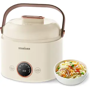 Small rice cooker 2 cups uncooked mini portable rice cooker with handle nonstick ramen cooker rice maker with keep warm delay start function electric pot 1l yellow