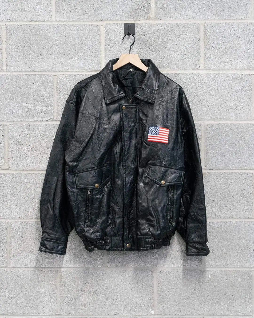 Vintage USA Flag Eagle Leather Jacket - L