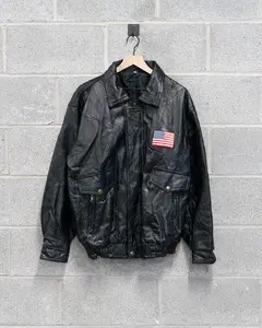 Vintage USA Flag Eagle Leather Jacket - L
