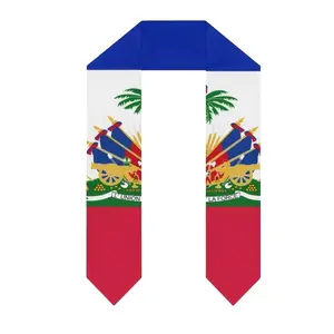 EastJia Made in USA Haiti Flag Graduation Sash - Reusable Washable Polyester,WHIMCHOIT, International Stole for Adult International Graduates, Ideal Ceremony Gift & Photo Prop