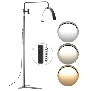 VEVOR Half Moon Light for Esthetician, 26 inch Dimmable LED Floor Lamp Lash Light for Eyelash Extensions, Arched Eyelash Lamp with Phone Holder, Remote Control, for Beauty, Skincare, Eyebrows, Tattoo