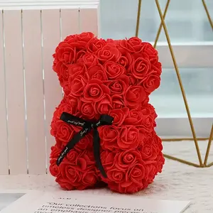 7.87-inch romantic rose bear PE foam rose bear for creative Valentine's Day gifts to girlfriends, Mother's Day gifts, Christmas gifts, teachers' Day, graduation season gifts, artificial flowers immortal Rose Bear Gift Decoration