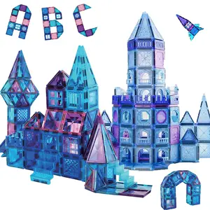 Frozen Castle Magnetic Tiles, 3D Building Blocks Toys for Kids, Pretend Castle Playset, Preschool Learning and Interactive Toy Gifts For Kids