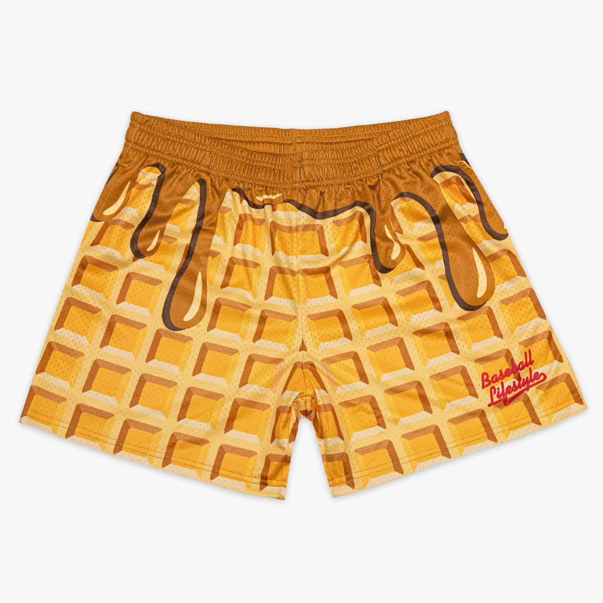 BASEBALL LIFESTYLE 101 Men’s Baseball Practice Waffle Mesh Shorts - Sporty Chic Sublimation Print Dry-Wicking Active Sportswear, Breathable Summer Streetwear Gym Shorts, Athletic Fit / Loose Fit., Adjustable Strap, Casual, Fitness, Male, Mesh Fabric