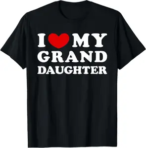 100% Cotton I Love My Granddaughter, I Heart My Granddaughter T-Shirt