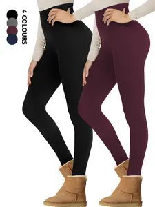Women's Thermal Fleece-Lined High Waist Leggings, 2-Pack Winter Workouts & Yoga Pants, Soft & Warm Thick Tights for Cold Weather, Elastic Waist Leggings, Skinny Sports Leggings, Athleisure Fitness Leggings