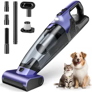 Heapets Pet Hair Handheld Vacuum Cordless: 20000PA High Power Car Vacuum with Motorized Brush and LED Light, Rechargeable Hand Held Vacuum Cleaner with Reusable Filter for Car, Home, Office & Pet