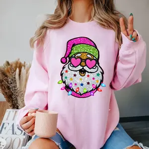 Santa Clause Glitter Christmas Shirt