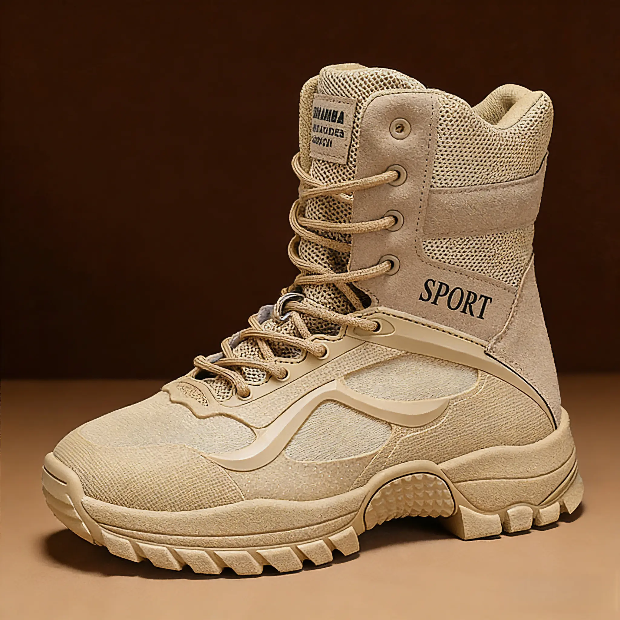 Men's Tactical Hiking Boots, High-Top Waterproof Lace-Up Combat Ankle Boots, Outdoor Work Shoes with Anti-Slip Sole, Durable Lightweight Design