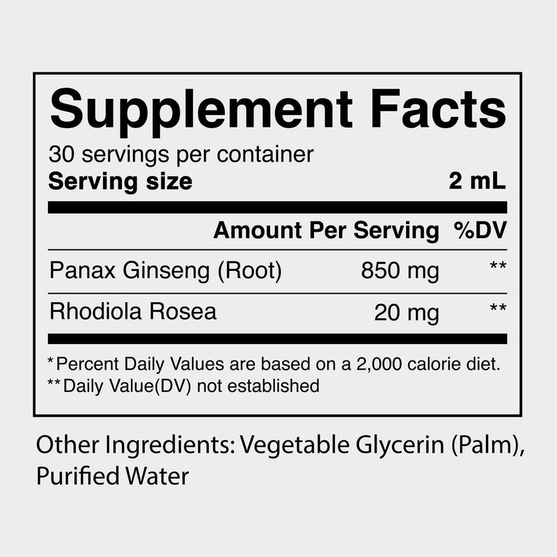 Ginseng Liquid Drops for Energy | Focus Brain Health & Stress Relief | Non-GMO, Sugar Free |Boost Energy & Stamina |  Dietary Supplement by MR. PINK