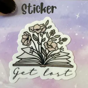 Get lost book floral sticker