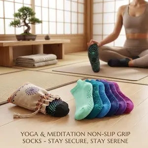 Women's Cushioned Ankle Grippy Non-Slip Pilates Socks - Perfect for Yoga, Barre, Hospital, Sports, and Home Use as Slippers, Breathable Comfortable Workout Socks, 2/4 Pairs Pack