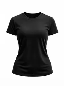 Womens T-shirt Essentials Crewneck fashion solid color Black t-shirts cotton blend fabric durable and shape-retaining less prone to wrinkles easy to wash suitable for daily wear active use leisure wear summer and spring season Mother Gift