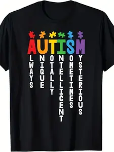 Autism Always Unique Totally Intelligent Autism Awareness T-Shirt220g