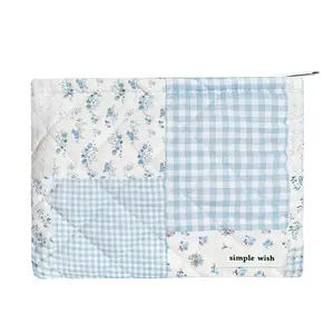 Floral Coquette Aesthetic Makeup Bags Cute Quilted Cosmetic Bag for Women Girls