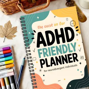 1 ADHD Planner for Women and Adults - Neurodiverse Organizer with Productivity and Focus Boosters, Weekly/Monthly Sections, Daily Task Lists, Layout - Adult Spiral Notebook, ADHD Book