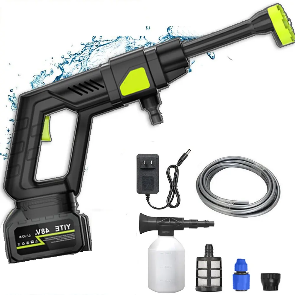 Cordless Pressure Washer Gun: 1000 PSI Portable Electric Washer for Vehicle, Driveway & Deck-Ergonomic Handle Design with 30min Runtime & 6-in-1 Nozzle