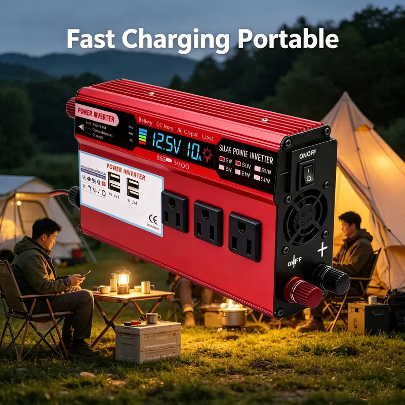 Peak 5000W Car Power Inverter - DC 12V to AC 110V Compact and Portable Unit with Multiple Outlets, Fast Charge USB Ports, Vehicle Adapter for Trucks/RVs, 200W & Above Conversion for Phones, Laptops, Tablets for Outdoor Trips