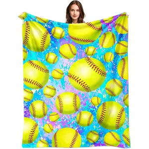 Softball Blanket Gifts for Girls Ultra Soft Flannel Softball Throw Blanket for Bedding Bedroom Decor Accessories Stuff 60"x50"