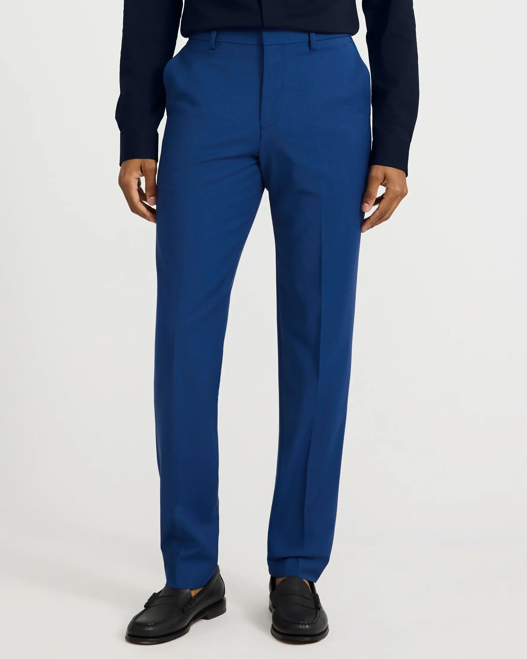 Express Extra Slim Blue Wool-Blend Washable Modern Tech Suit Pant
