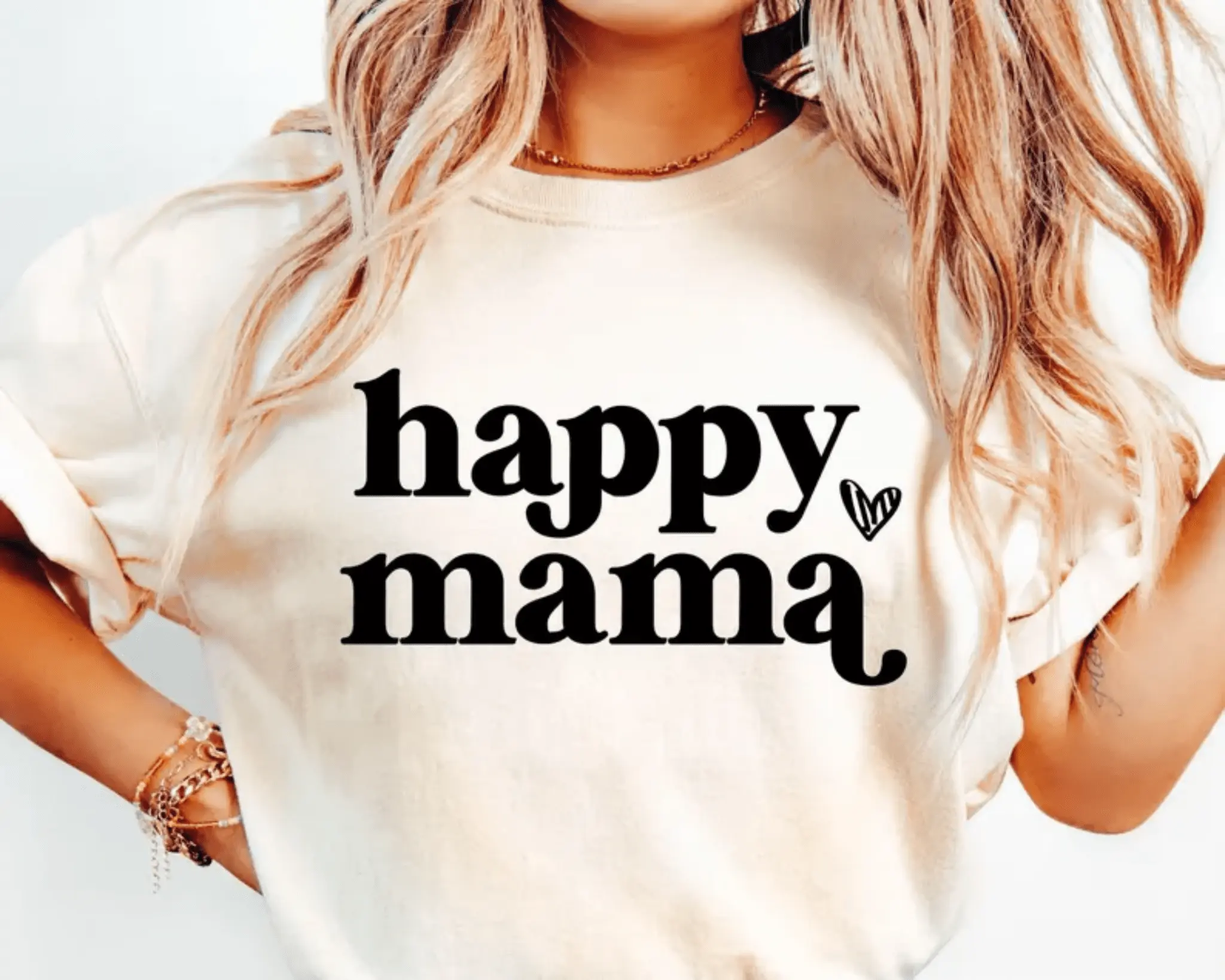 RTS HAPPY MAMA HEART SINGLE COLOR BLACK Screen Print transfers size ADULT 9X12 18-T