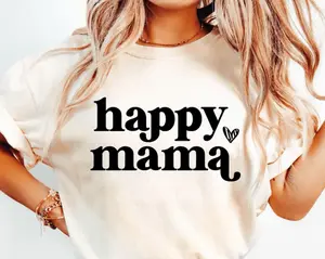 RTS HAPPY MAMA HEART SINGLE COLOR BLACK Screen Print transfers size ADULT 9X12 18-T