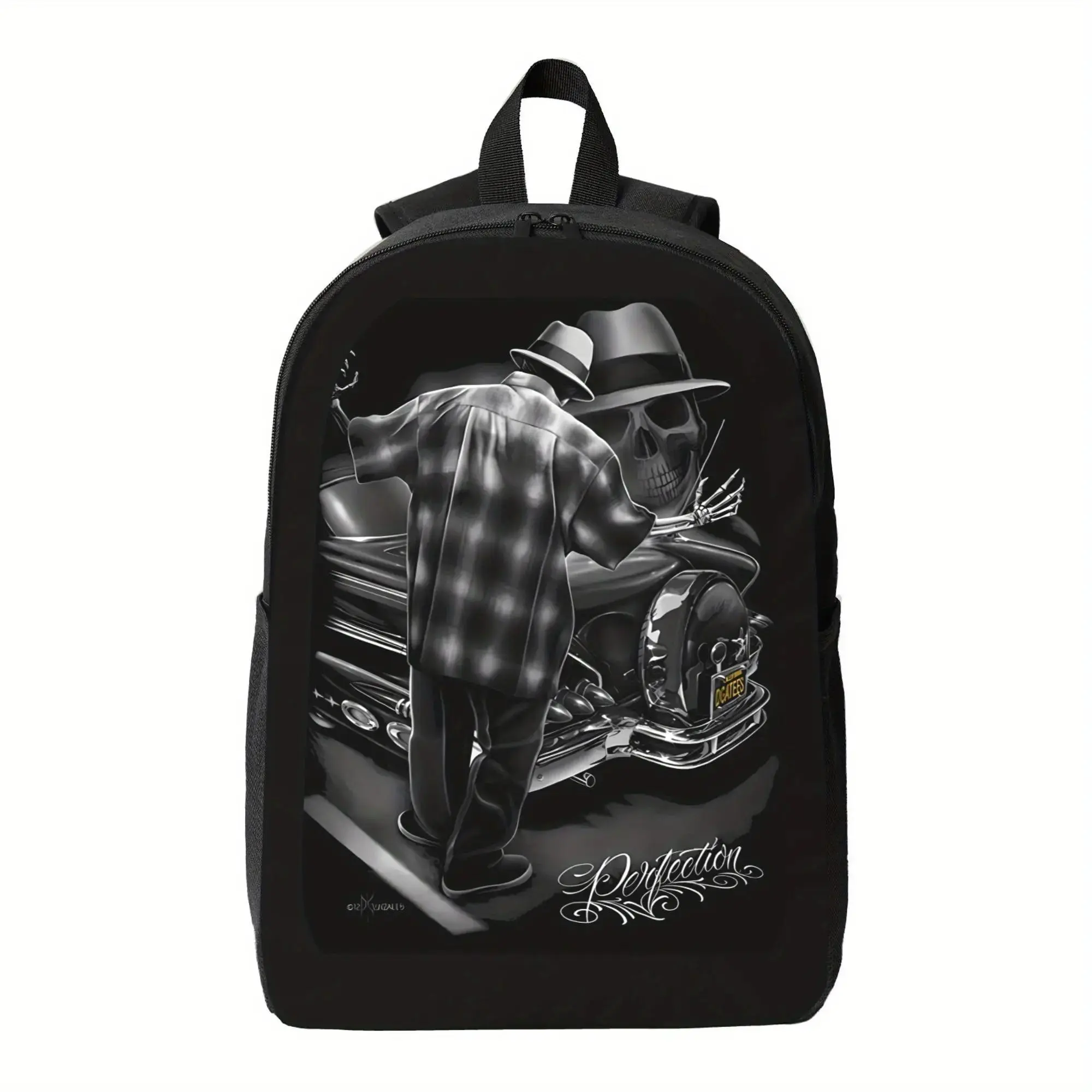 Vintage Aztec Mexican Lowrider Street Art Polyester Backpack, Lightweight Daypack With Adjustable Straps & Durable Zipper, Machine Washable Stylish Streetwear Bag For Daily Commute Casual Travel Urban Backpack