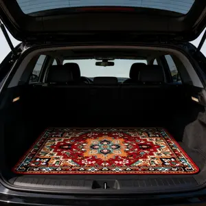 Persian Boho Car Trunk Cargo Mat, Waterproof Non Slip Washable Vintage Persian Trunk Liner, Scratch Resistant Stain Proof Pet Friendly Automotive Floor Carpet for SUV Sedan