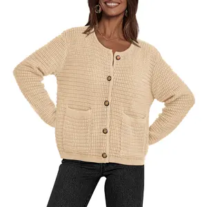 PrettyGarden Women‘s Cardigan Sweaters Spring Open Front Casual Chunky Knit Shirt Outerwear