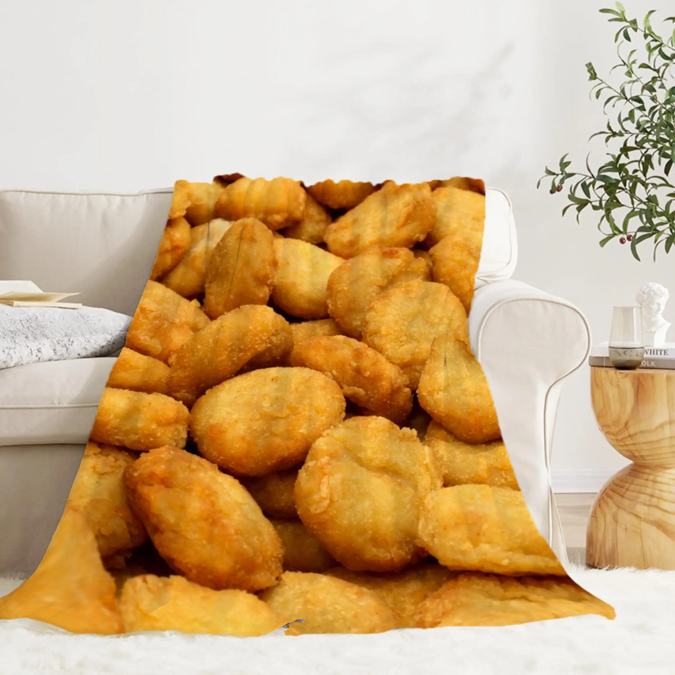 Food Chicken Nuggets Blanket Super Soft Funny Throw Blanket Warm and Lightweight Soft Flannel Blankets 50x40
